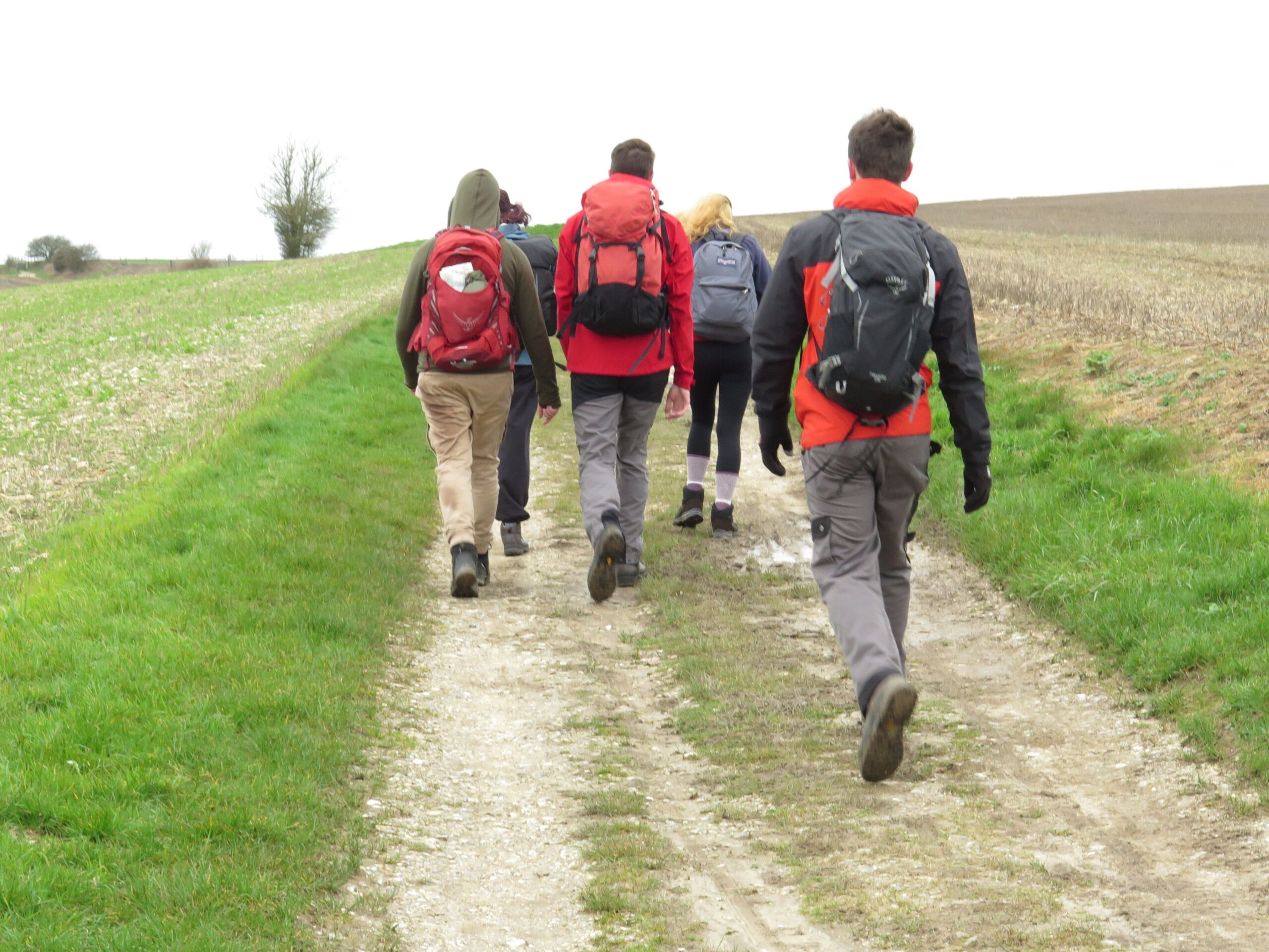 Cotswold Outdoor Big Green Hike walking up a chalky hillside Cotswold Outdoor Big Green Hike walking up a chalky hillside